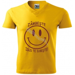 Tricou tineret-copii galben guler V, Zambeste, Isus te iubeste!